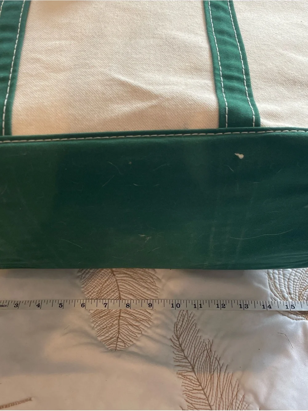 L.L. Bean Canvas Tote Bag in Natural and Green